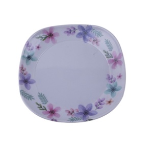 Plato de Melamina Cuadrado con Diseño de Plantas, Económico, para Uso en el Hogar o Restaurantes, 9.5 Pulgadas, Ecológico y Duradero - Product Image 1