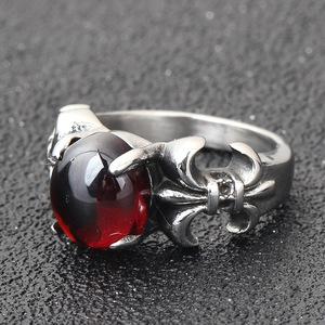 Bague en argent sterling 925 en forme de fleur avec pierre rouge, bijoux pour femmes, cadeau - Product Image 4