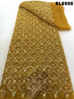 Nouvelle Tendance Ougandaise : Tissu de Robe de Soirée et de Mariage de Luxe Brodé de Paillettes et Perles sur Maille