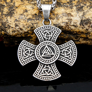 yunnique Celtic Viking Rune <b>Cross</b> Pendant Men's Stainless Steel Necklace Hip Hop Jewelry Fashion Pendant Necklaces - Product Image 1