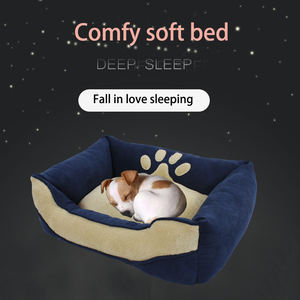 Mittelgroßes Luxus-Rechteck-Haustier bett Wildleder-Plüsch kissen mit massivem wärmendem Samt-Leinen-Modestil Katzen-und Hunde karton bett - Product Image 4