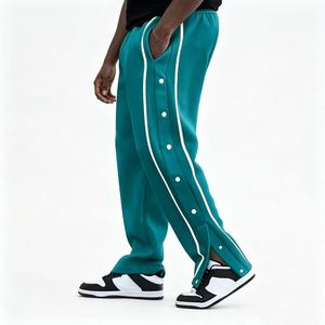 <span class=keywords><strong>Pantaloni</strong></span> Sportivi Casual da Uomo di Alta Qualità <span class=keywords><strong>con</strong></span> Strisce Laterali, Bottoni, <span class=keywords><strong>Vita</strong></span> Elastica, Gamba Dritta e Vestibilità Comoda per Uso Quotidiano e Sportivo - Product Image 6