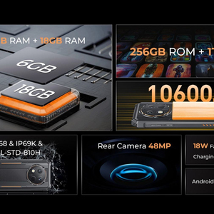 สมาร์ทโฟน G1 รุ่นทนทาน Octa Core 6+256GB Android 14 HD IP68 กันกระแทก รองรับซิมคู่ กล้อง 48MP แบตเตอรี่ 10600mAh ชาร์จเร็ว 18W ภาษาฝรั่งเศส - Product Image 6