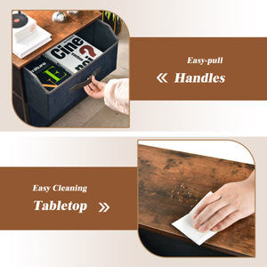 DB 20 pouces table de chevet industrielle 2 tiroirs coulissants en tissu moderne Antique en bois massif acacia fer assemblé pour une utilisation en appartement - Product Image 2