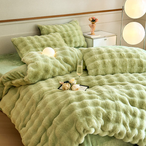 Direct Sale 4 PCS Modern <strong>Fluffy</strong> Velvet Duvet <strong>Bedding</strong> Set Quality Comforter for <strong>Double</strong> Thicken Winter <strong>Bedding</strong> - Product Image 3