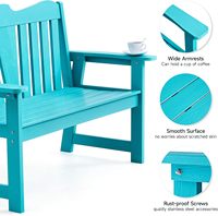 Banc de jardin cyan-bleu en plastique HIPS, imitation bois 3D, imperméable, capacité 800 lbs, surdimensionné pour patio et bord de piscine