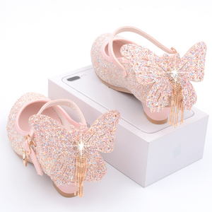 Zapatos Clásicos de Lentejuelas y Cuero Sintético para Niñas, Tacones Altos, Zapatos de Fiesta, Zapatos de Princesa para Niños, Zapatos de Boda para Niños - Product Image 5