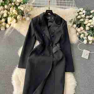 Robe midi élégante de haute qualité à col cranté pour femmes, taille plus, robes en dentelle empire, robes élégantes pour femmes, vêtements pour femmes - Product Image 2