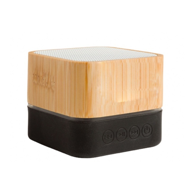 Solid Wood Bamboo Small Square Wireless Audio Input Card Insertion Lighting Natural Wooden Loudspeaker