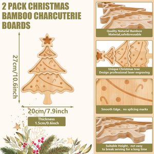 Bamboo Christmas Tree <b>Snack</b> Plate Natural Wood Color Appetizer <b>Tray</b> For Party Serving - Product Image 4