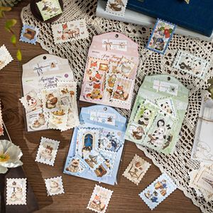 Autocollants estampillés bronzants, motifs 'Anciens rêves', 'Notes postales', 'Guérison', 'Paysages en relief' et 'Motifs chat et chien', décoratifs pour carnet de notes DIY - Product Image 2