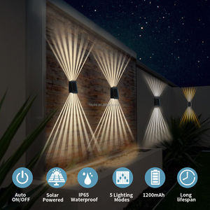 AB Standartlarında RGB <span class=keywords><strong>Solar</strong></span> Yukarı Aşağı Duvar Lambası Dış Mekan Su Geçirmez Dekoratif Işın Efekti <span class=keywords><strong>LED</strong></span> Duvar Lambası Bahçe Veranda Villa için - Product Image 3