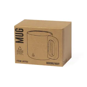 Mug thermique en acier inoxydable recyclé de 400 ml avec poignée en bois. Double paroi, diverses couleurs, emballage kraft. Parfait comme un susta - Product Image 1