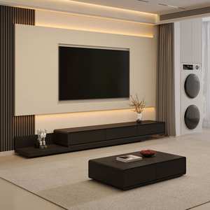 Santopova Modern Floating <b>TV</b> <b>Stand</b> Set with LED Backlit <b>Wall</b> Panel & Minimalist Living Room Storage - Product Image 2