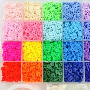 ลูกปัดดินโพลิเมอร์ทรงแบนกลม 6000 ชิ้น 24 สี พร้อมจี้ห้อยสำหรับชุดทำเครื่องประดับ สร้อยข้อมือ สร้อยคอ - Product Image 2