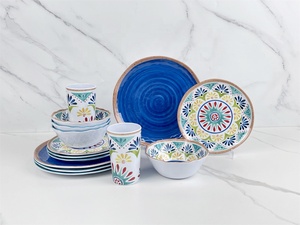 Chất lượng cao melamine sành sứ đặt dinnerwares nhựa đặt bữa ăn tối màu xanh tấm Dinner <span class=keywords><strong>Ware</strong></span> - Product Image 3