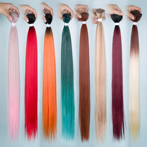 Mèches de cheveux synthétiques lisses et soyeuses, très résistantes, effet raide, fabrication de cheveux synthétiques - Product Image 1