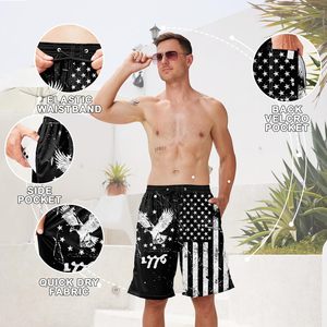 Trajes de Baño Personalizados para Hombre, Shorts de Secado Rápido con Bolsillos, Ropa de Playa Transpirable, 100% Poliéster con Estampado por Sublimación - Product Image 4