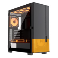 Boîtier d'ordinateur de jeu EATX Mid Tower compatible avec refroidisseur liquide 360 mm, panneau en verre trempé à charnières