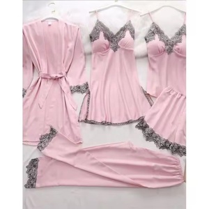 Abito da notte in raso di lusso in pizzo <span class=keywords><strong>termico</strong></span> da <span class=keywords><strong>donna</strong></span> Set x taglie elasticizzato in vita traspirante per estate autunno tinta unita per la casa - Product Image 4