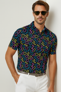 Logo personnalisé de haute qualité extensible impression par sublimation fluorescent performance fine polos de golf pour grands hommes - Product Image 5