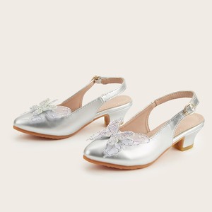 Nuovi Sandali con Tacco Alto per Bambine Primavera 2026, Scarpe da Principessa in Pelle PU con Strass e Fiocco per Matrimoni ed Eventi - Product Image 3