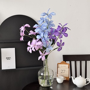 Di alta qualità realistica seta artificiale 7-Head piccole orchidee blu e Rayon Bellflower decorazione floreale di nozze - Product Image 1