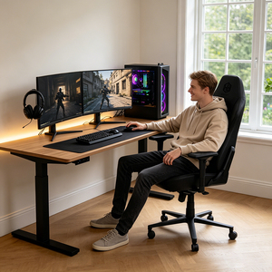 Chaise de jeu de course de haute qualité avec support <span class=keywords><strong>lombaire</strong></span>, chaise de bureau en cuir PU - Product Image 1