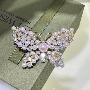 เข็มกลัดรูปผีเสื้อมุกน้ำจืดฝรั่งเศส มุกหลายเม็ด มุกอะโกย่าจากน้ำทะเล รูปดอกไม้ ขายส่ง ขายปลีก ลายตัวเลข - Product Image 5