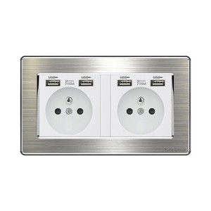 Prise murale tactile standard française en acier inoxydable européen blanc, noir, or, gris - Product Image 5