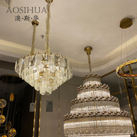 Lustre moderne de luxe en fer forgé avec cristaux et fonction rotative pour salon, grande taille, suspension LED à intensité variable