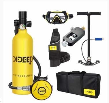 DIDEEP  Portable 1L Alloy Aluminum Mini Scuba Diving Tank Kit with Refillable Cylinder and Hand Pump