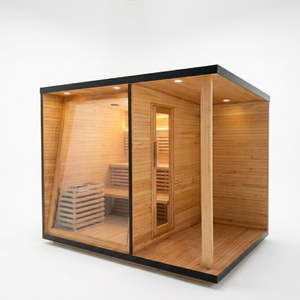 Sauna extérieur moderne avec patio ouvert, en bois de pruche naturel, poêle électrique, sauna extérieur Megius pour jardin, villa, <span class=keywords><strong>spa</strong></span> - Product Image 2
