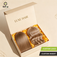 Boîtes rigides à fermeture magnétique pour emballage de perruques, design élégant avec logo personnalisé, carton recyclable 2 mm, extensions de cheveux de luxe, gaufrage