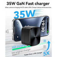 Câble USB-C rétractable portable, charge rapide PD 35W, chargeur mural multifonction avec matériau ignifuge pour PC