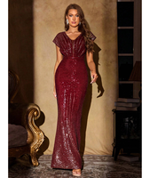 Nouvelle arrivée, robe de soirée longue de qualité supérieure, col en V, manches courtes, broderie de paillettes de luxe, pour fête, mariage
