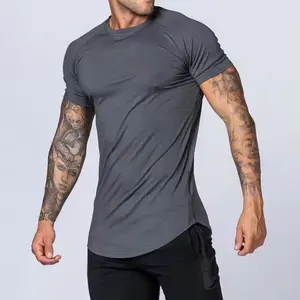 Custom Men's Gym T-shirt 5% Elastane Short Sleeve for Summer Muscle Building Breathable 95% Polyester Stretch XL Size Blank