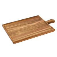 Plateau en bois d'acacia de luxe personnalisé avec poignée, rectangulaire, long, plateau de service en bois pour restaurant, plateau à fromage et à pain
