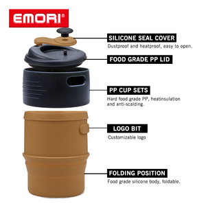 Gobelets de voyage pliables en silicone de qualité alimentaire écologiques personnalisés de 350 ml, imperméables et résistants à la chaleur - Product Image 2