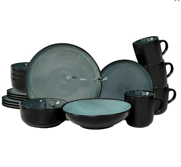 20Pieces Stoneware Reactive Color Glaze Ceramic Dinnerware Set