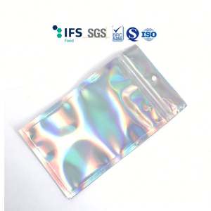 Mylar holographique plat clair PET/BOPP emballage avant refermable Ziplock sacs de stockage des aliments pochettes arc-en-ciel réutilisables réutilisables - Product Image 5