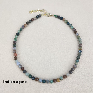 Collier artisanal <span class=keywords><strong>en</strong></span> pierres semi-précieuses, cristal d'amour et de guérison, jade agate, perles rondes lisses de 6 mm - Product Image 5