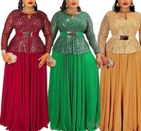 Robes imprimées Abaya pour femmes, robe musulmane, robes de style africain, kaftan orné de strass