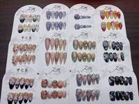 JIAZHIMU Faux ongles faits main à pression, réutilisables, design personnalisé, emballage marque privée, motifs papillon et cercueil pour doigts