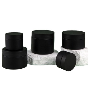 30ml 50ml Matte Black Containers <b>Plastic</b> PET Cosmetic Container <b>Jar</b> With Black Lid - Product Image 1