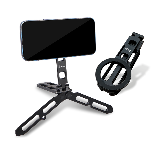 Magnetic for Dual-Sided Phone Tripod Stand Foldable Aluminum Alloy 360-Degree Rotating Portable Travel Desk Stand Compatible