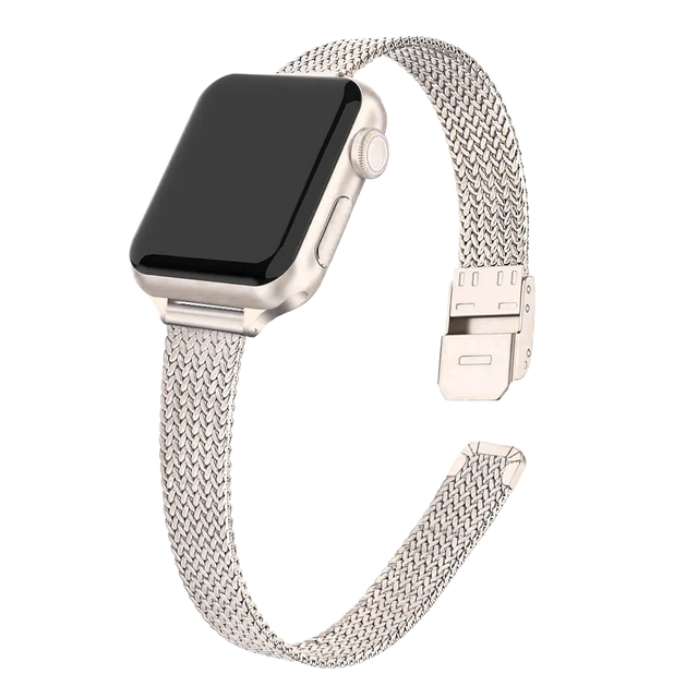 Slim Mesh Stainless Steel Watch Strap - Universal Thin Metal Bracelet Band with Spring Bar for apple Watch Series