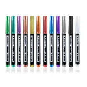 Certificati di fornire nuovo prodotto 12 colori permanente di metallico penne arte marcatori per la pittura