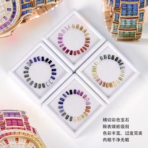 พลอยคอรันดัมแบบหลวมหินตัดสีรุ้งไพลินมรกตสำหรับทำเครื่องประดับคอรันดัมสายรุ้งแซฟไฟร์ตัดมรกต - Product Image 2