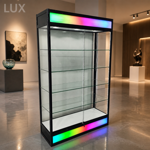LUX Free Standing Lockable Glass Display Cabinet Colorful Flowing Lights Indoor Cosmetic Shop Glass Showcase - Product Image 3